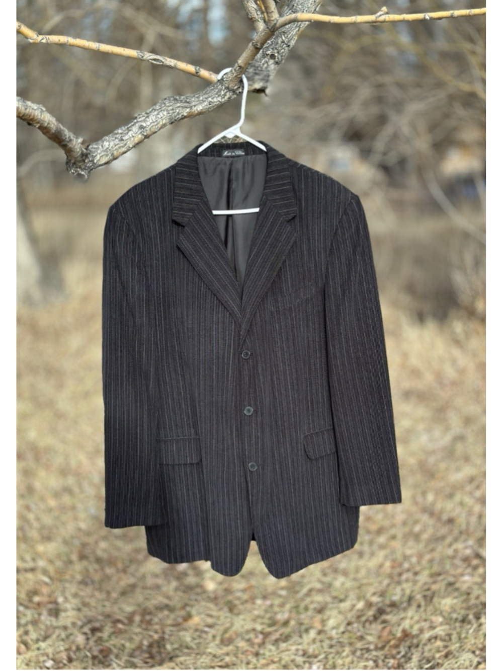 Zagato Mens 44L Black Corduroy Sports Coat Cotton Jacket Silky Polyester Lining